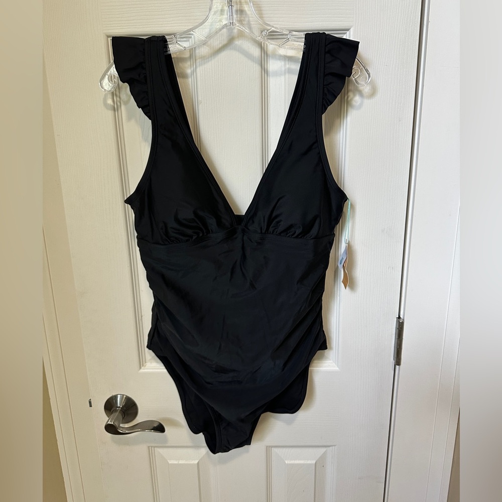 NWT Kona Sol Women's Ruffle One Piece Swimsuit L - NEW Sexy Plunge
